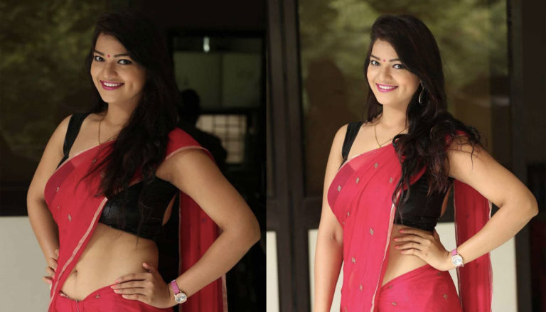 Ashwini hot saree stills At Hora Hori Platinum Disc Function