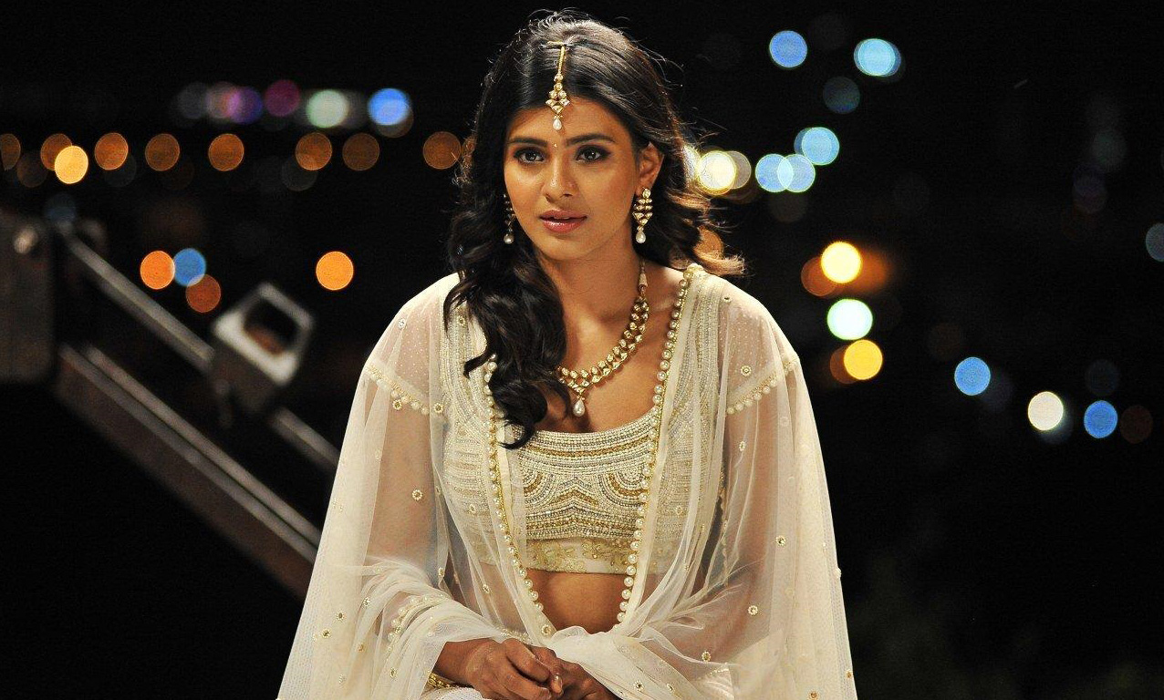 Hebah Patel White Ghagra Stills in Angel Movie