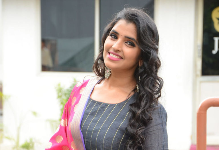 Anchor Syamala stills at Bharat Ane Nenu movie success meet