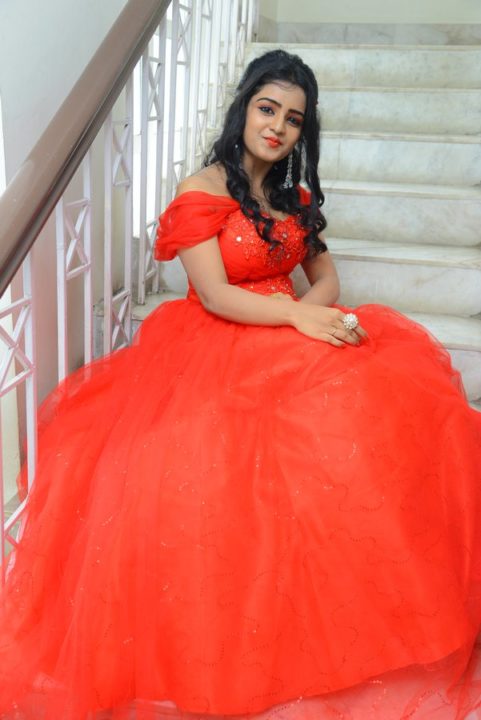 Karronya Katrynn in red gown photos