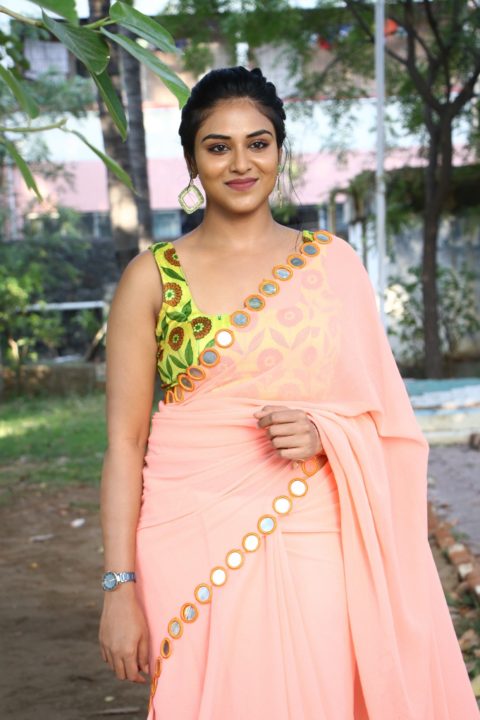 Indhuja Ravichandran in Saree Photos at Super Duper Movie Trailer Launch