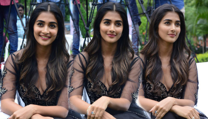 Pooja Hegde stills at Valmiki movie Press Meet