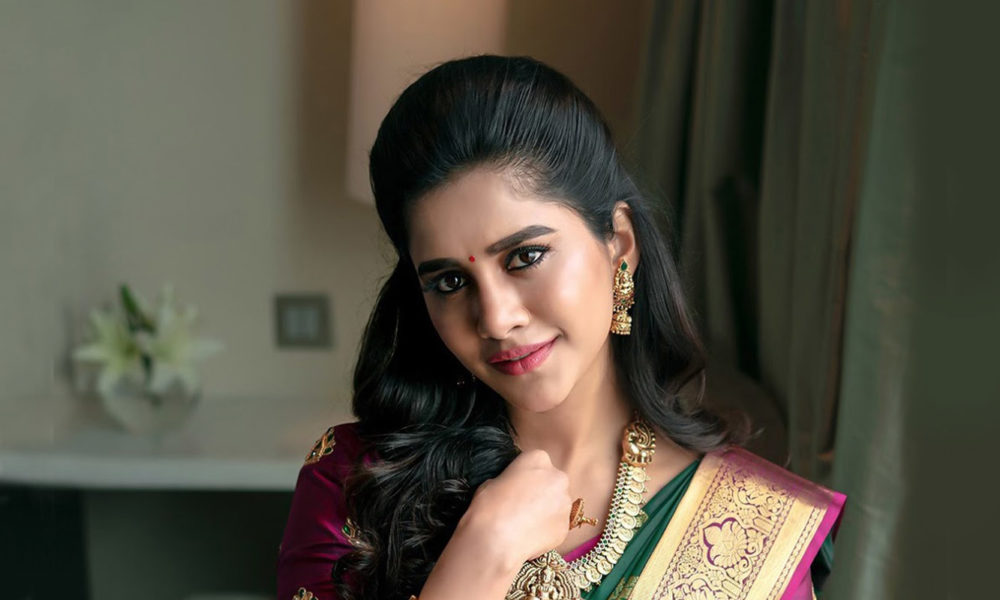 Nabha Natesh saree stills at RS Brothers Show room inauguration