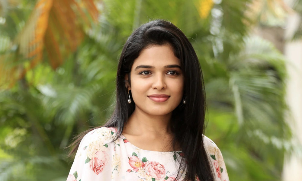 Harshitha Chowdary stills at Tholu Bommalata movie press meet
