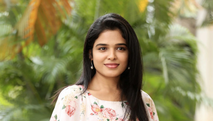 Harshitha Chowdary stills at Tholu Bommalata movie press meet