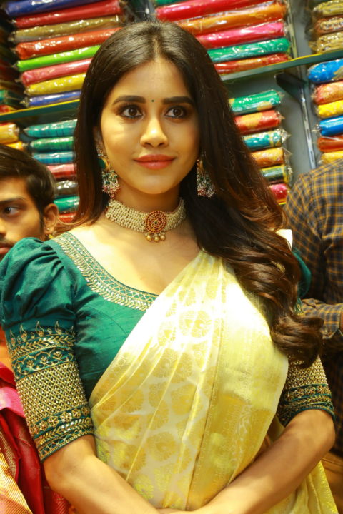 Nabha Natesh saree stills at Sri Kanchi Alankar Silks Launch