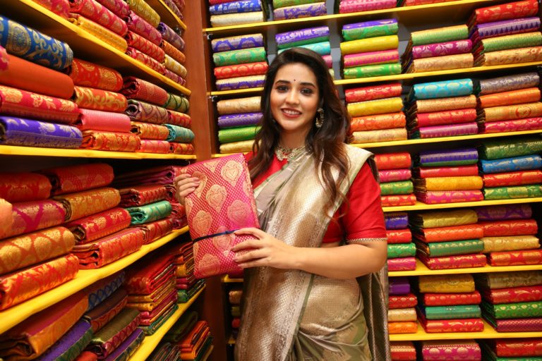 Priyanka Jawalkar saree stills at Kanchipuram GRT Silks launch