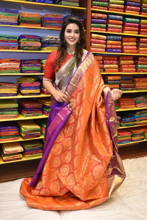 Priyanka Jawalkar saree stills at Kanchipuram GRT Silks launch