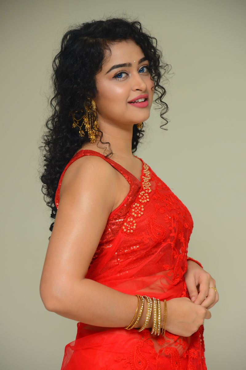 Anketa Maharana red saree stills at Ullala Ullala movie interview