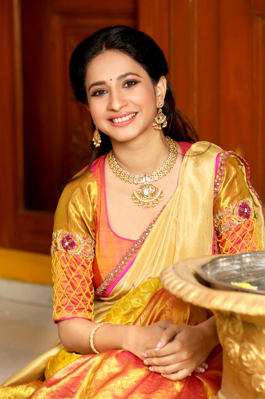 Manvitha Kamath half saree stills