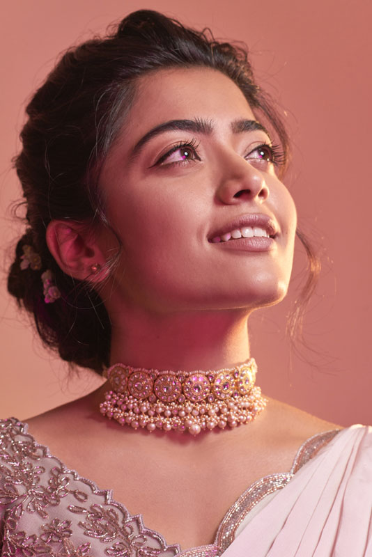 Rashmika Mandanna photoshoot stills in pink saree