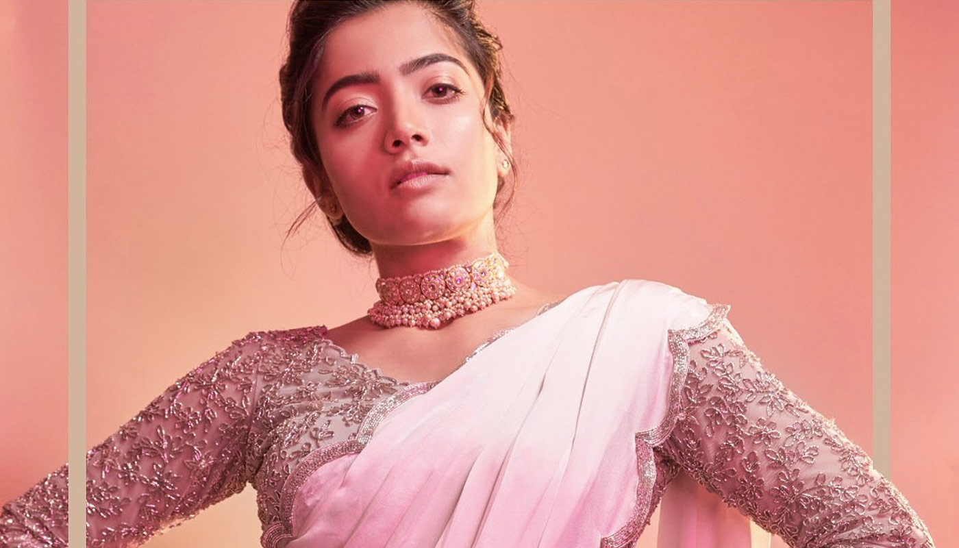 Rashmika Mandanna photoshoot stills in pink saree