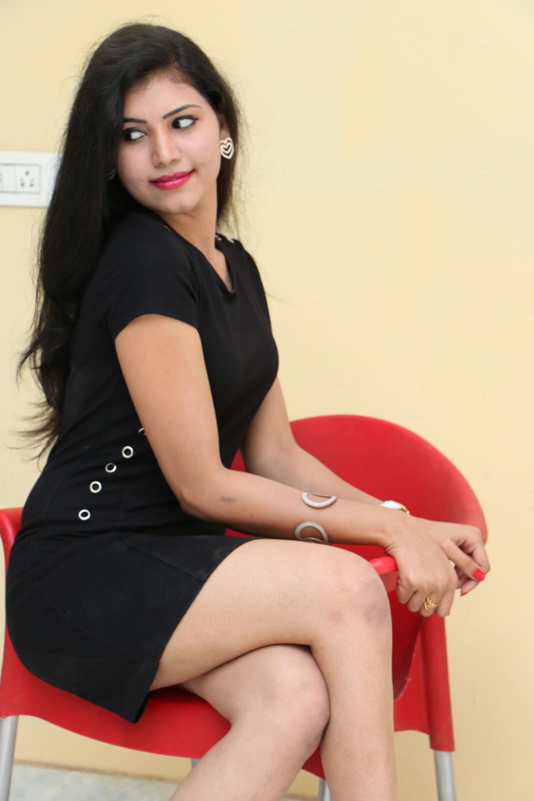 Ravath Sindhu hot pics in black short dress at Tick Tock Movie Press Meet