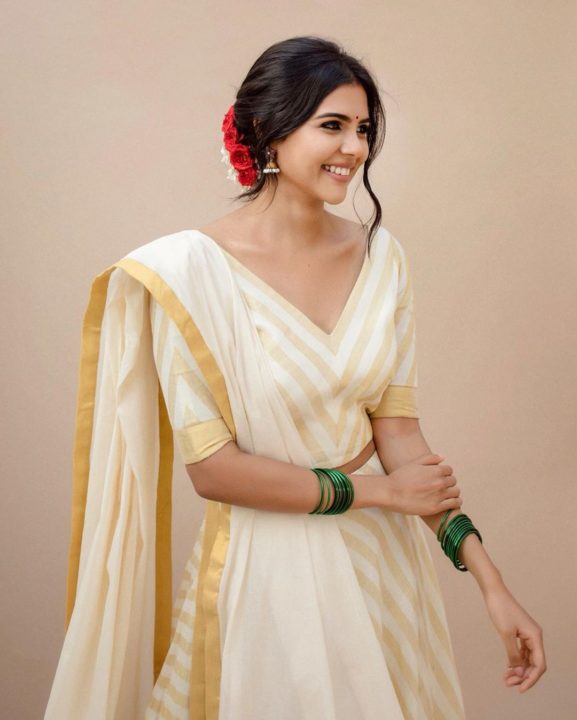 Kalyani Priyadarshan in traditional Handloom photoshoot stills