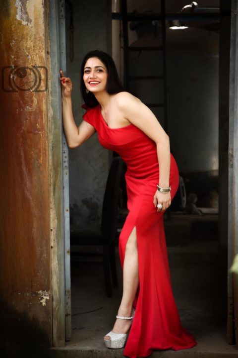 Komal Sharma stills in red outfit