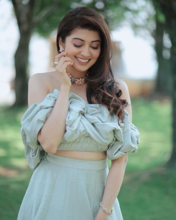 Pranitha Subhash stills in Divya Reddy gown