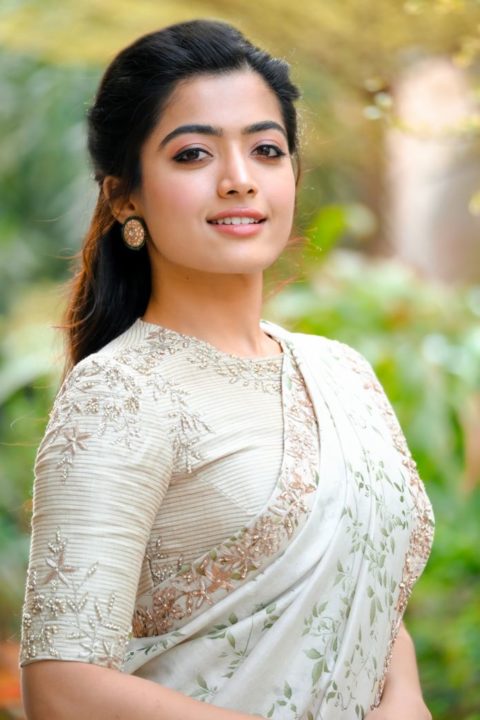 Rashmika Mandanna beautiful stills in ivory saree