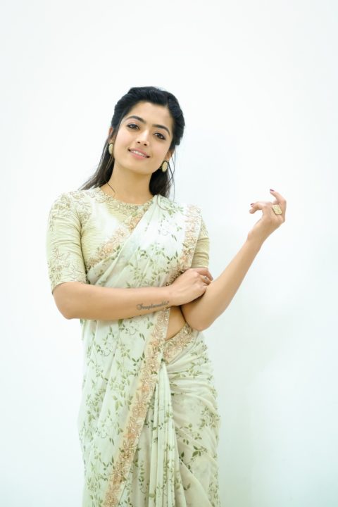 Rashmika Mandanna beautiful stills in ivory saree