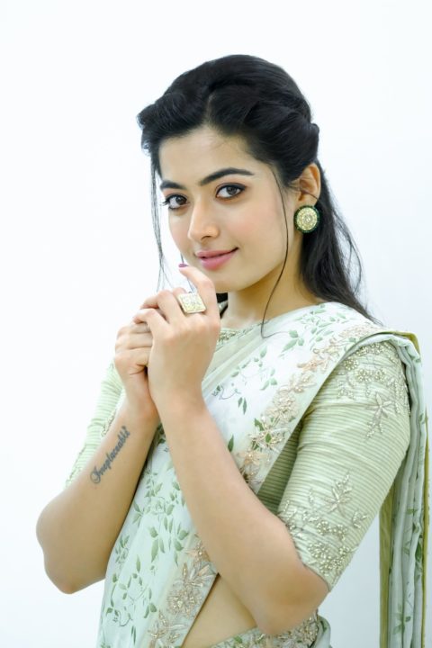 Rashmika Mandanna beautiful stills in ivory saree