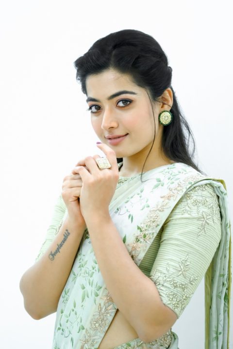 Rashmika Mandanna beautiful stills in ivory saree