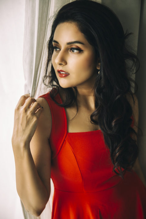 Mahima Nambiar in red Skater Dress stills by Santhosh Gunasekar