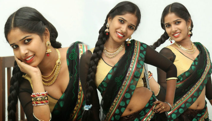 Actress Maina hot cleavage and navel stills in half saree