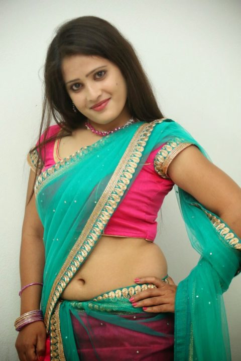 Anusha Parada hot navel stills in half saree