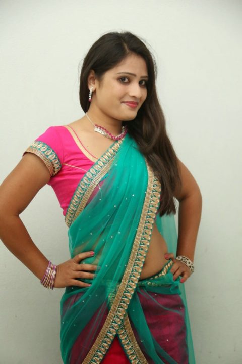Anusha Parada hot navel stills in half saree