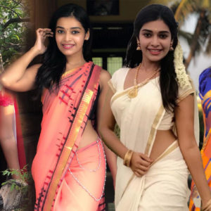 Tamil television actress Dharsha Gupta saree photos