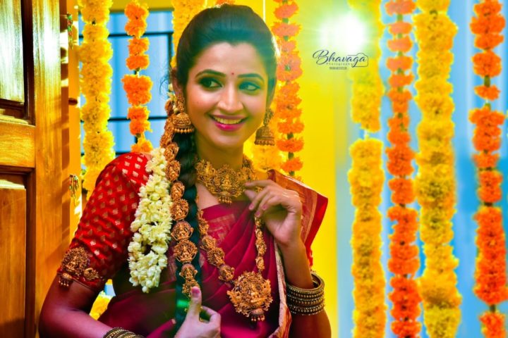 Sandiya Srini in bridal wear photoshoot stills