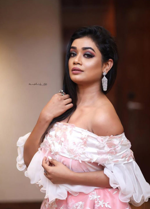 Actress Swayam Siddha hot stills in off shoulder dress