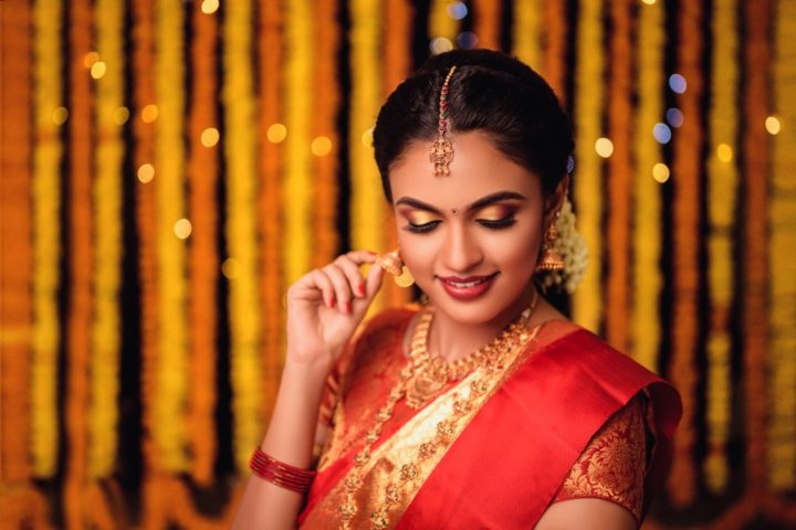 VJ Akshayaa bridal wear stills