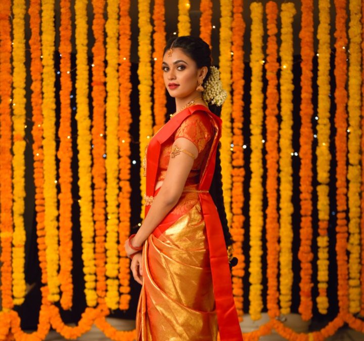 VJ Akshayaa wedding dress stills