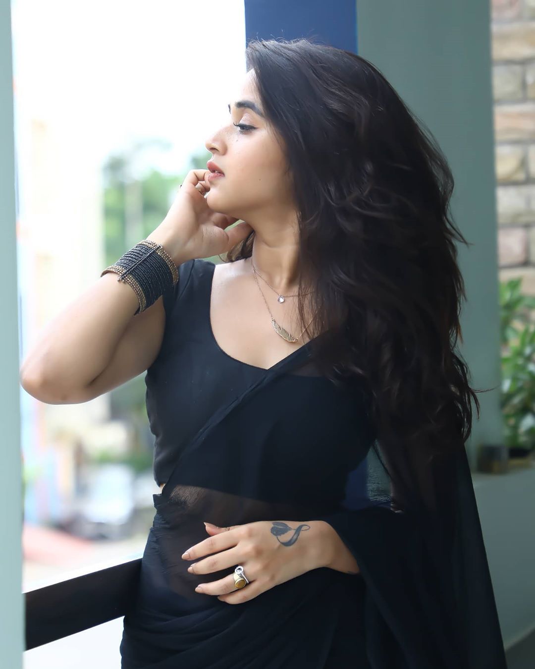 Bhamaa stuns in a black saree  South India Fashion