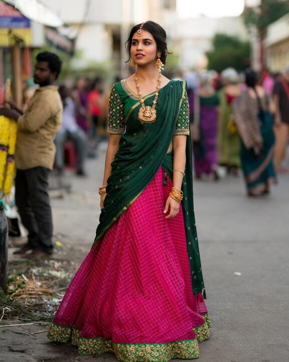 Meenakshi Govindharajan half saree stills