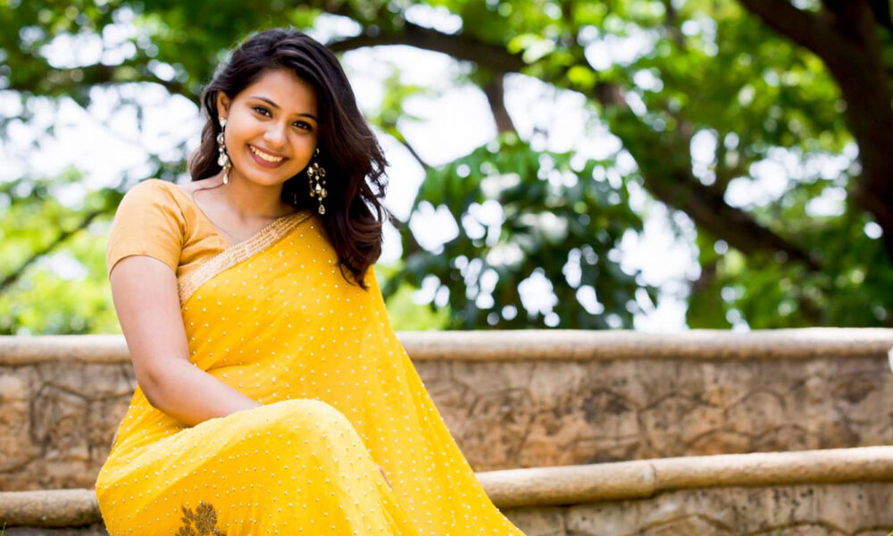 Monica Chinnakotla in yellow saree photos