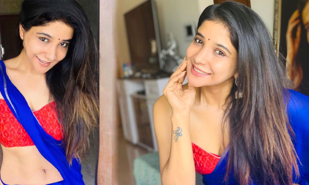 Sakshi Agarwal hot stills in blue saree