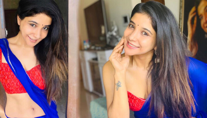 Sakshi Agarwal hot stills in blue saree