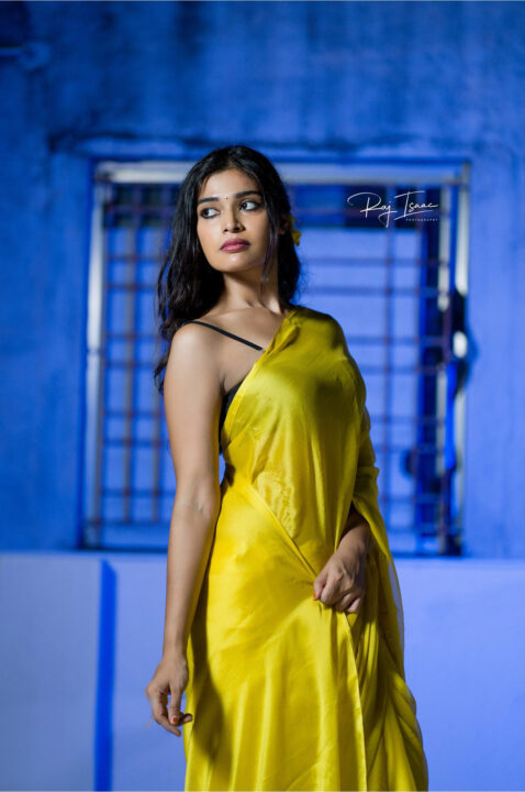 Dharsha Gupta in yellow saree photos