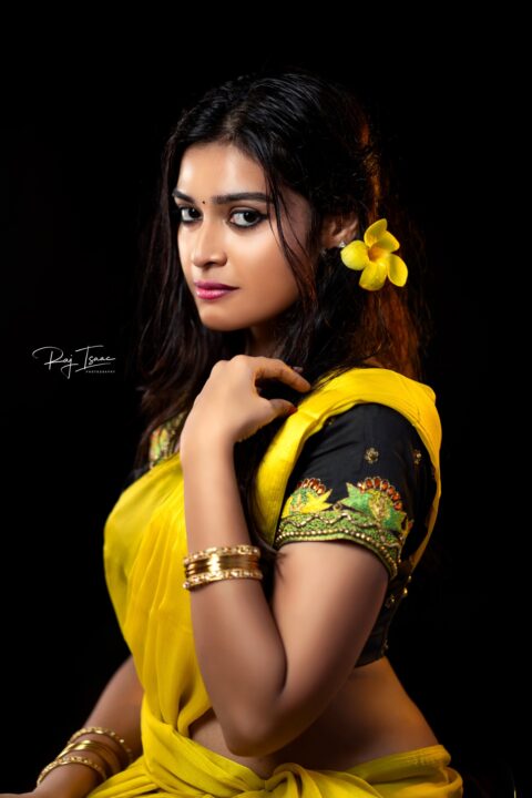 Dharsha Gupta in yellow saree photos