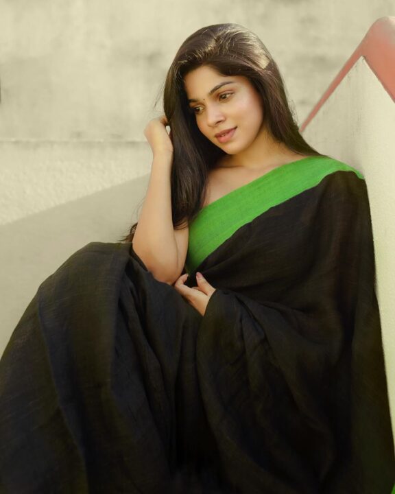 Divyabharathi in black saree stills by Nithin Kumar