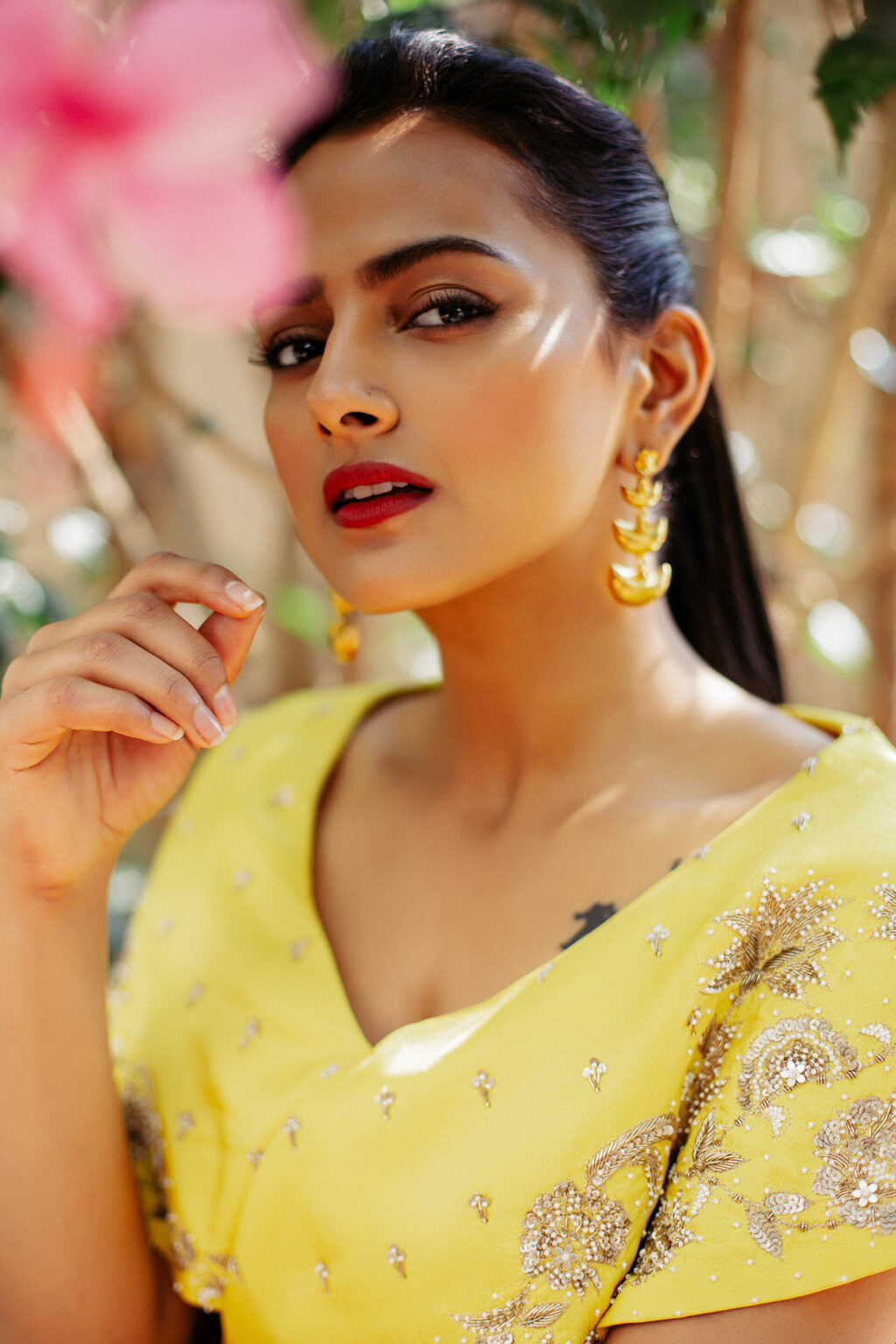 Shraddha Srinath in yellow drape dress photos - South Indian Actress