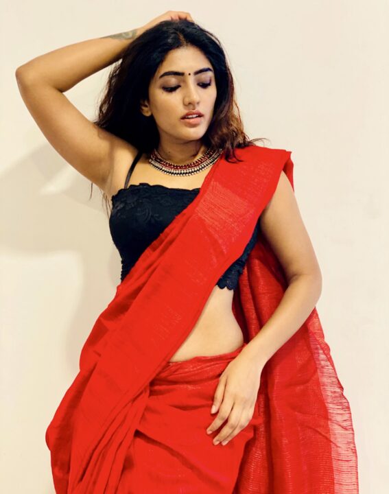 Eesha Rebba hot stills in red saree