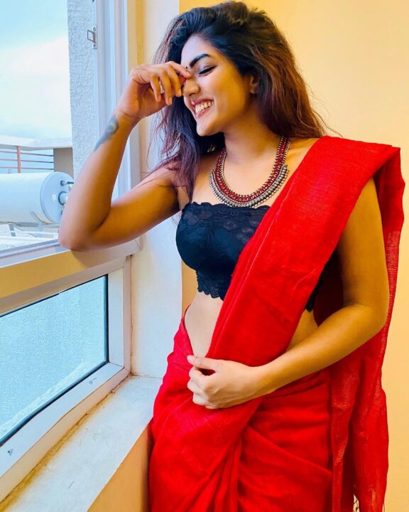 Eesha Rebba hot stills in red saree