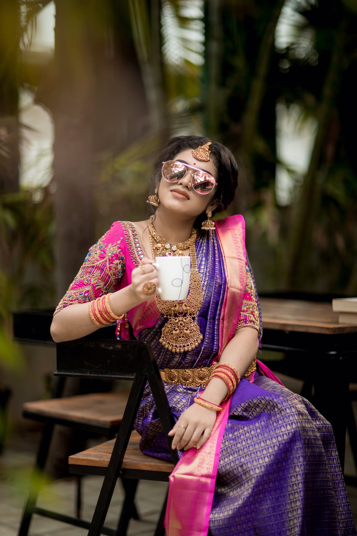 Bridal Saree | Indian wedding poses, South indian wedding hairstyles, Bridal  photography poses