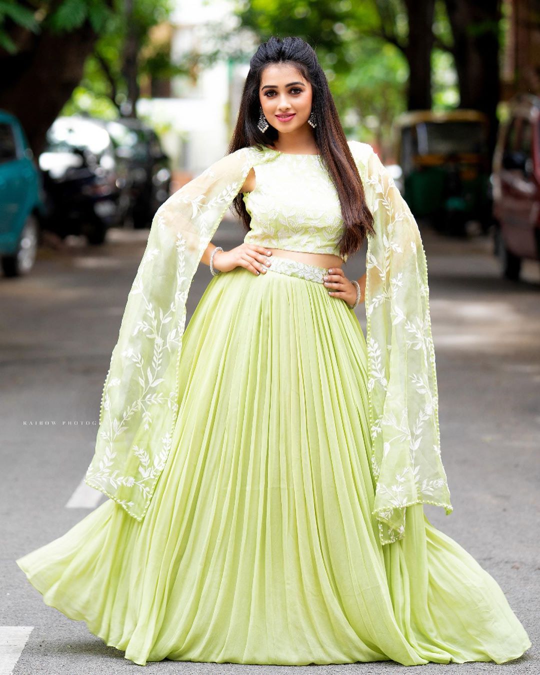 Aishwarya Pisse photoshoot stills in green lehenga