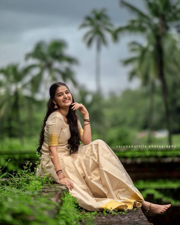 Anaswara Rajan photos in Kerala traditional outfit