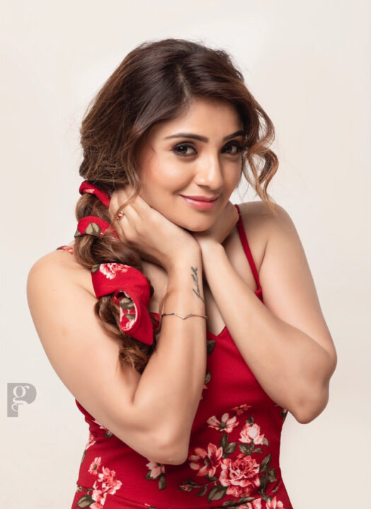 Karunya Ram hot stills in red floral romper