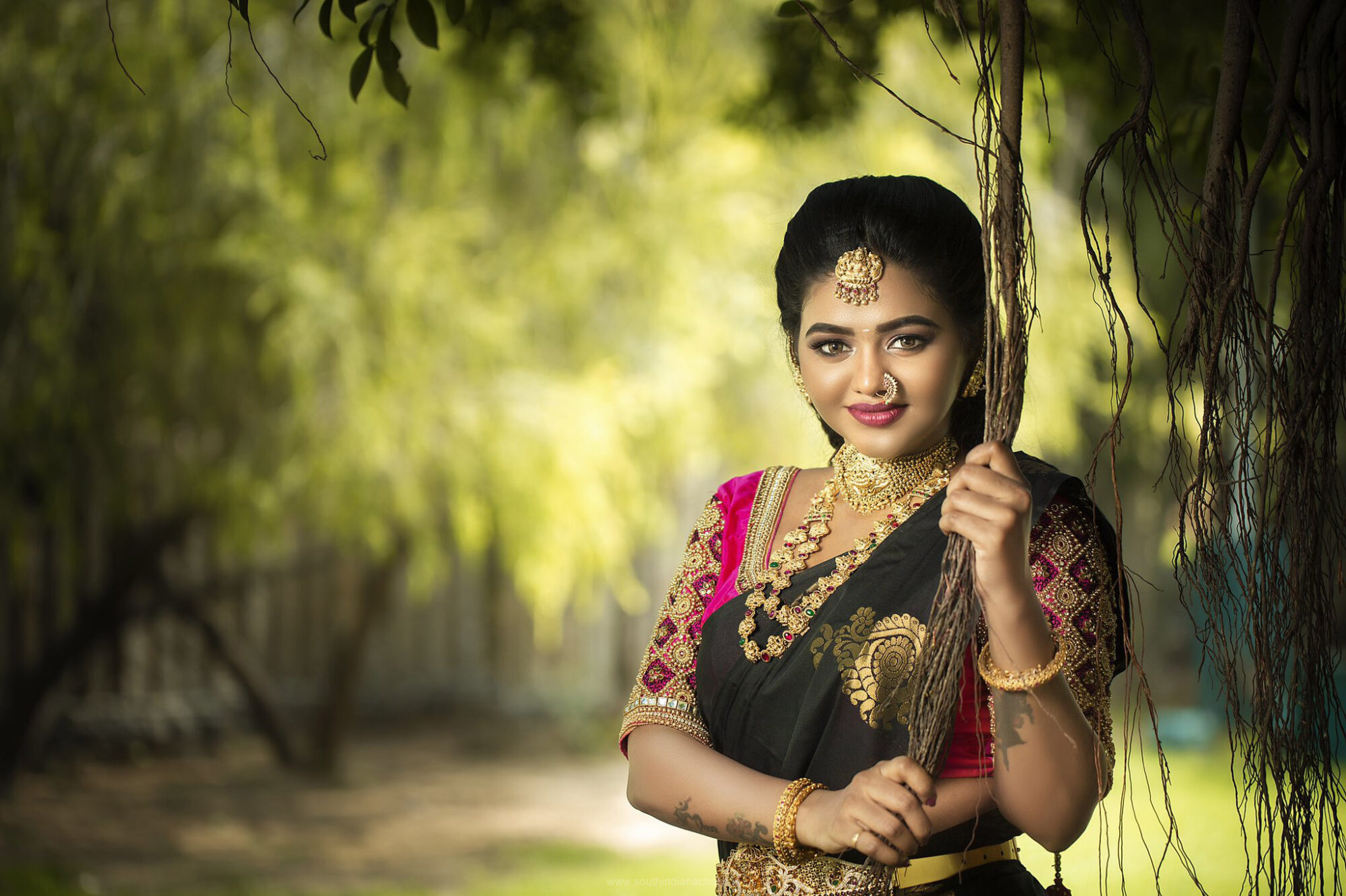Shalu Shamu in bridal saree photoshoot stills