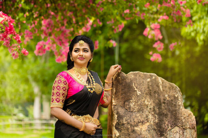 Shalu Shamu in bridal saree photoshoot stills